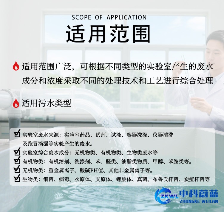 江西鹰潭实验室污水废水处理设备，适用范围